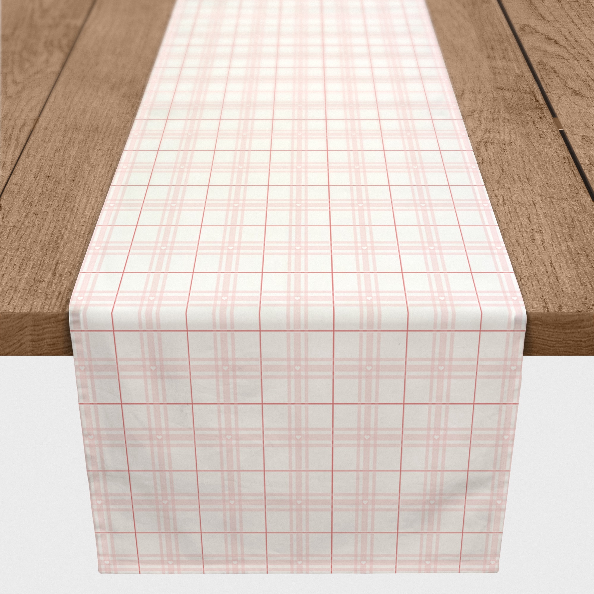 72" Pink & White Plaid Valentine's Day Table Runner
